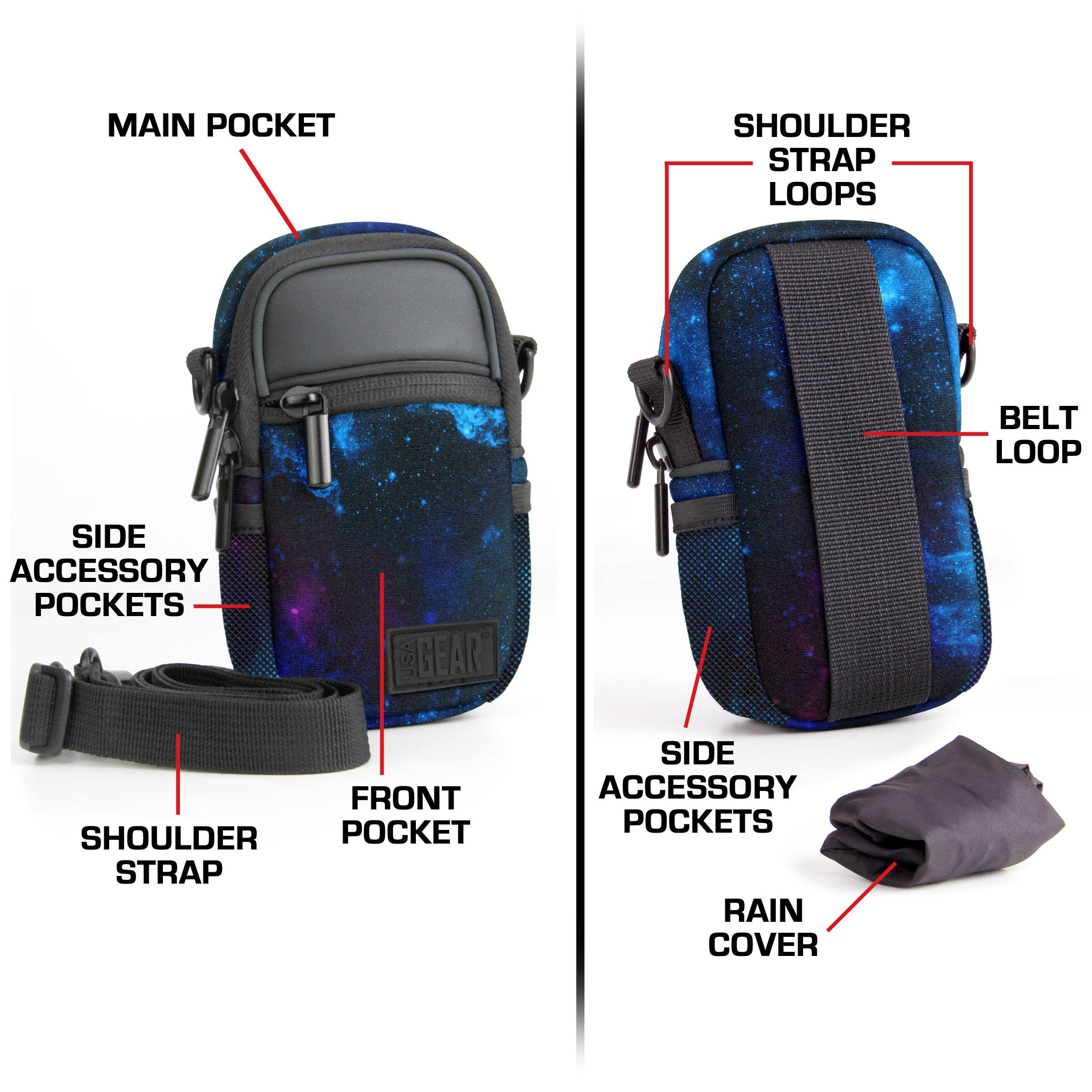 MAIN POCKET  
SHOULDER STRAP LOOPS  
BELT LOOP  
SIDE ACCESSORY POCKETS  
GEAR  
FRONT SHOULDER POCKET  
STRAP  
SIDE ACCESSORY POCKETS  
RAIN COVER