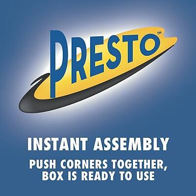 PRESTO™

INSTANT ASSEMBLY  
PUSH CORNERS TOGETHER,  
BOX IS READY TO USE