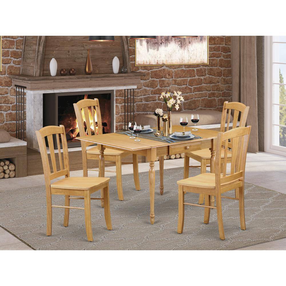 Angle. East West Furniture - Dining Room Set Oak - Brown.
