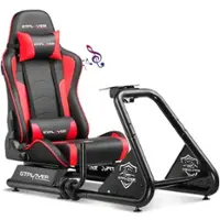 GTPlayer - Racing Simulator Cockpit with Seat and Bluetooth Speakers Sim Racing Cockpit - Red - Front_Zoom