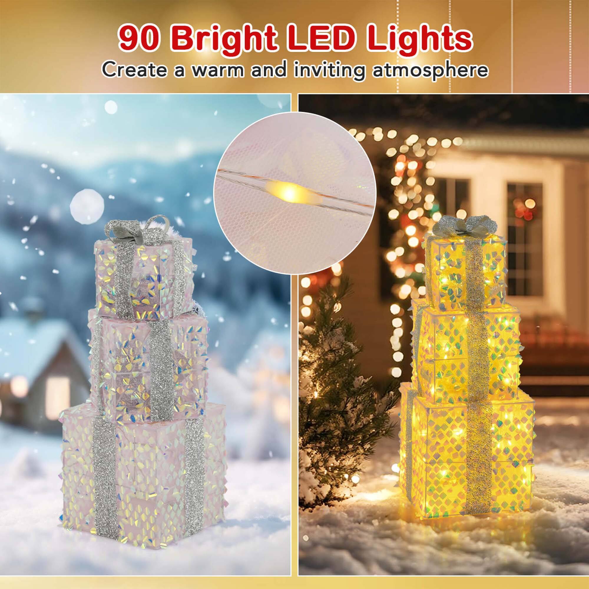 90 Bright LED Lights Create a warm and inviting atmosphere.