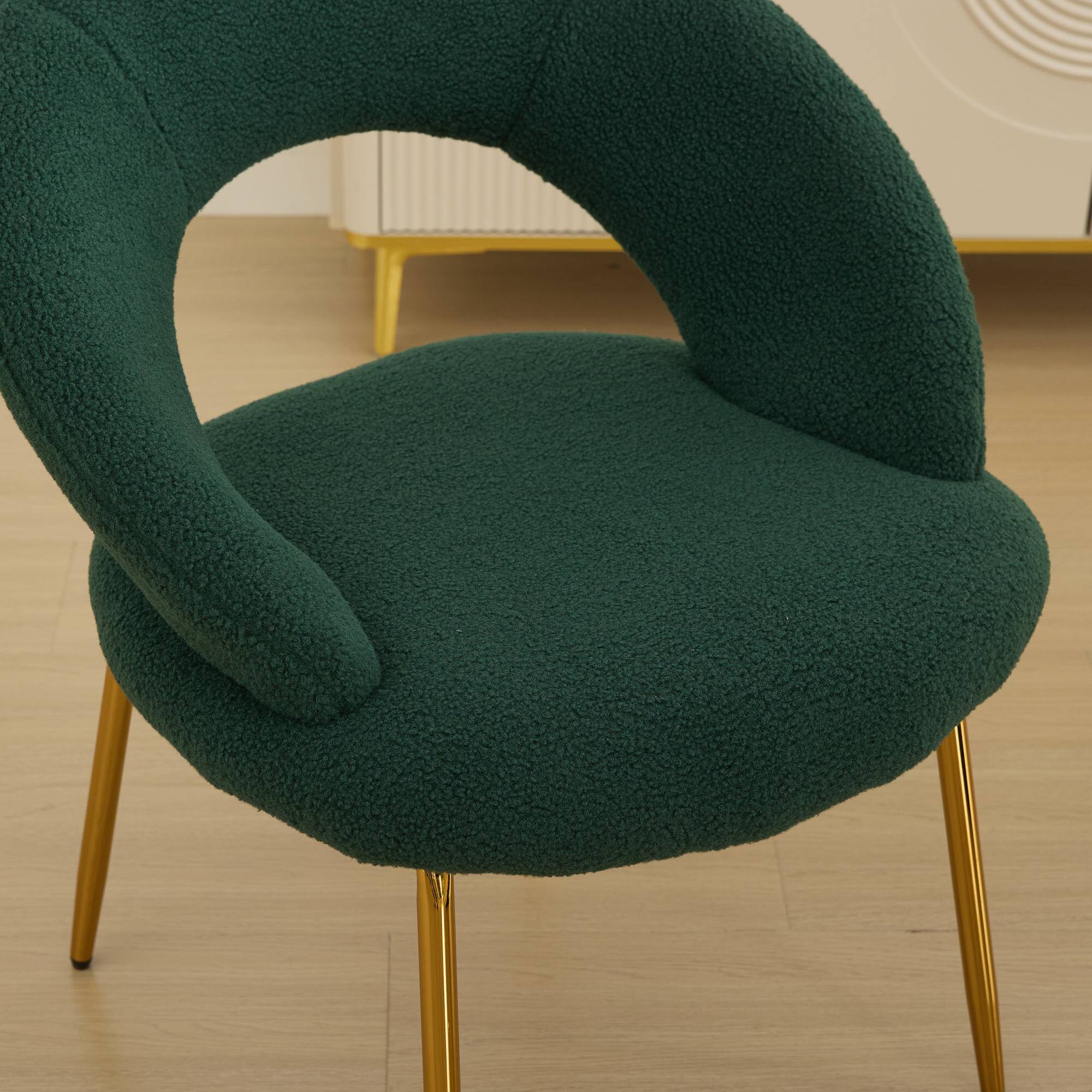Alt View 4. GOODSILO - Luxury Velvet Dining Chair with Curved Backrest and Elegant Metal Legs for Modern Kitchen or Dining Room - Green.