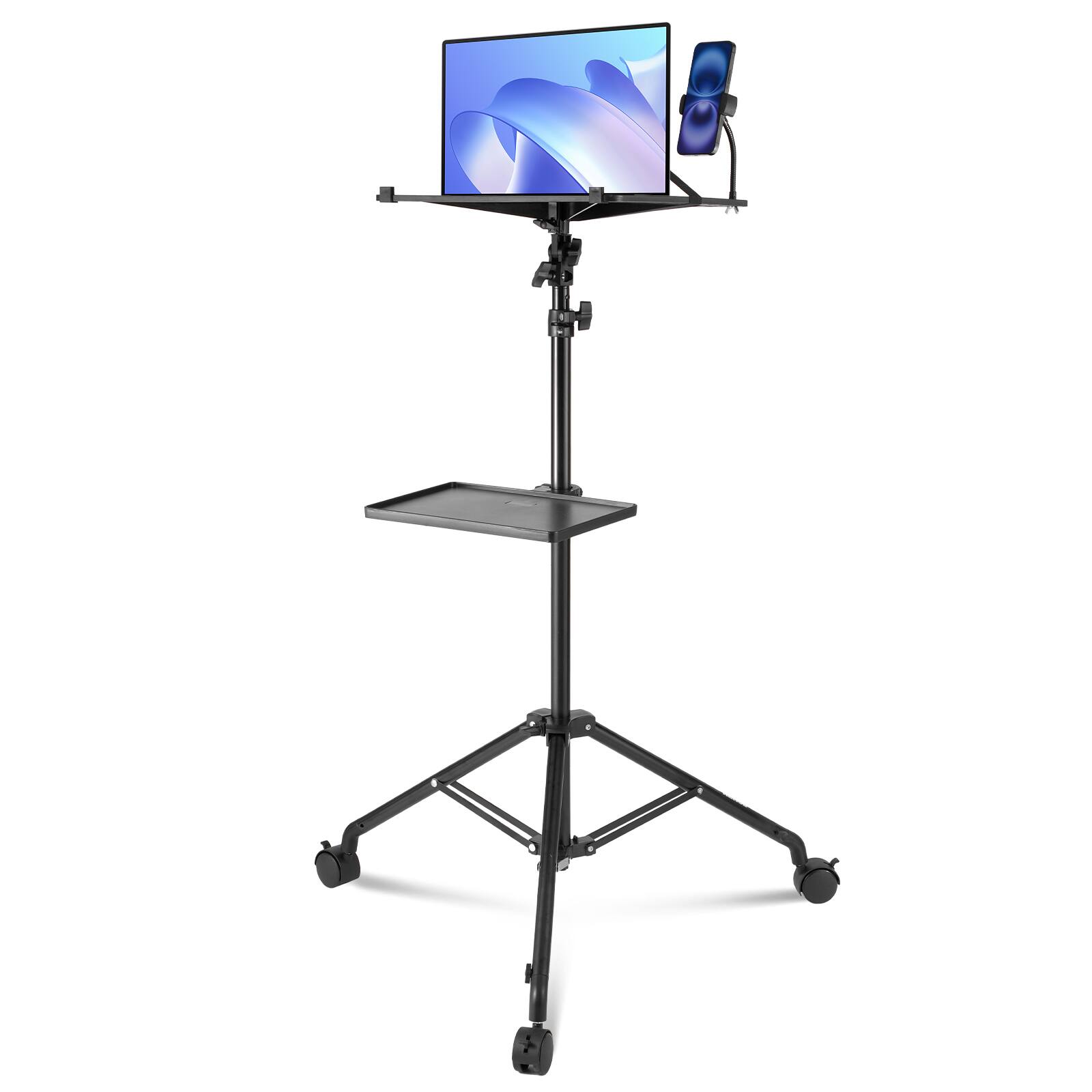 Alt View 5. VEVOR - Projector Stand with Wheels, Laptop Stand Tripod Adjustable Height from 31.3 to 67.3", Projector Tripod Stand - Black.