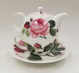 Jiallo - Roy Kirkham Tea for One - Versailles, Bone China Ceramic, Made in England - Mutli color