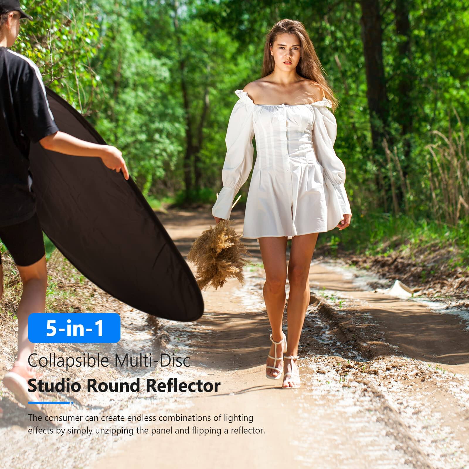 5-in-1 Collapsible Multi-Disc Studio Round Reflector

The consumer can create endless combinations of lighting effects by simply unzipping the panel and flipping a reflector.
