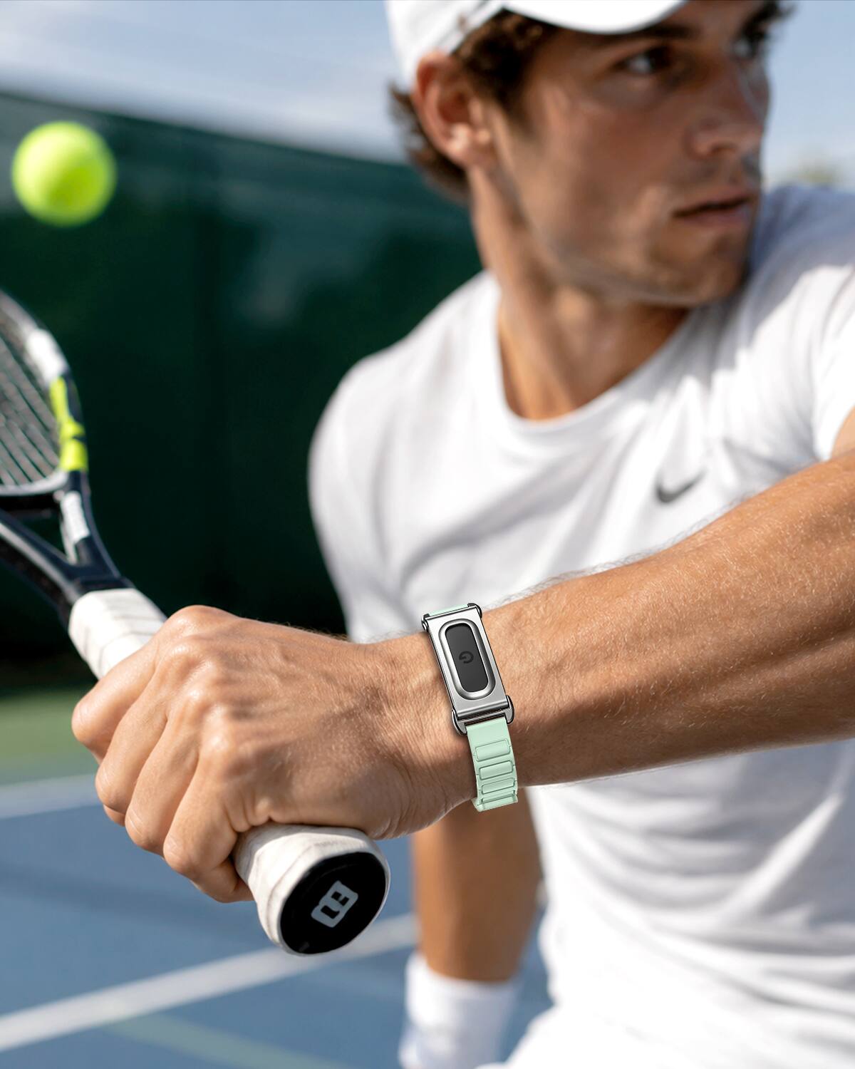 Alt View 3. Fintie - Magnetic Silicone Sport Loop Band for Google Fitbit Air, Soft Silicone Adjustable Strap Replacement Wristband - Ice Cyan.