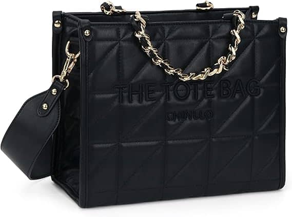 Vulpecula Spade - Tote Bag for Women Top Handle Stachel Purse and Handbags with Shoulder Strap - Black-quilted