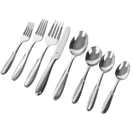 Table 12 - 26-Piece Stainless Steel Flatware Set with Beveled Round Edges, Service for 4 - Silver