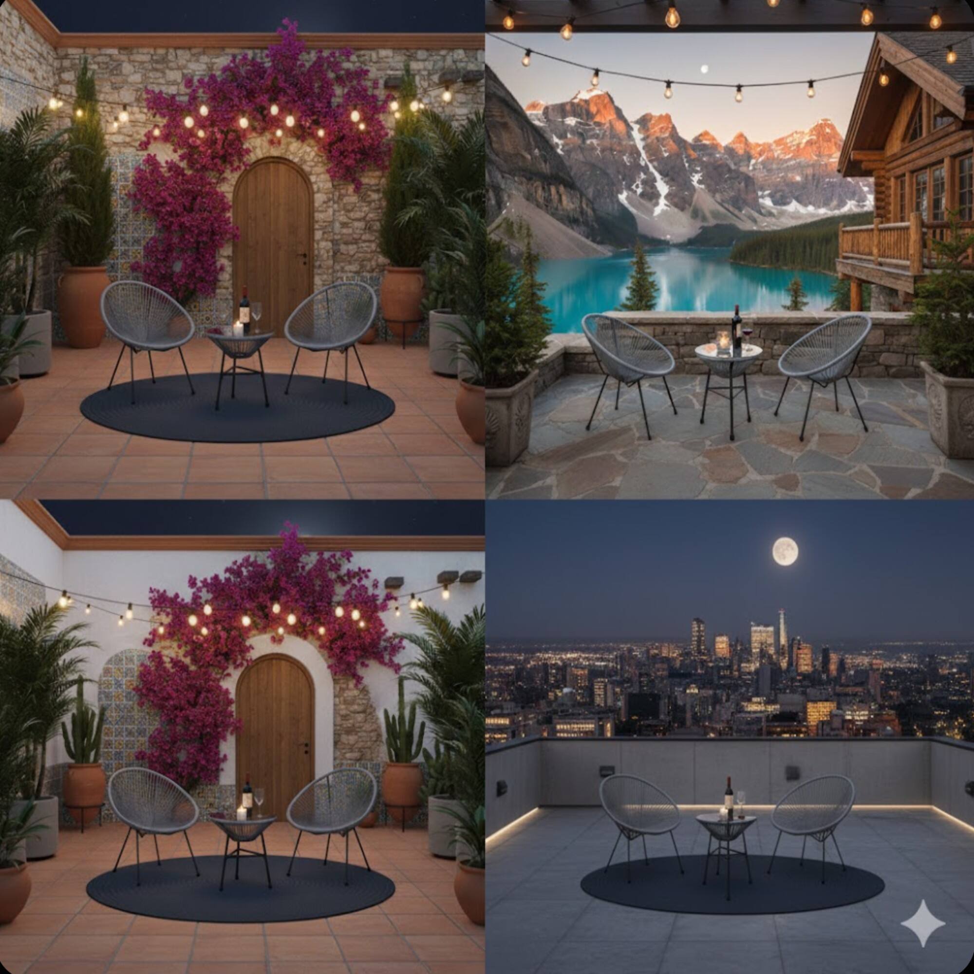 Alt View 4. Mondawe - 3-Piece Acapulco Wicker Patio Bistro Set with 2 Chairs & Glass Table - Gray.