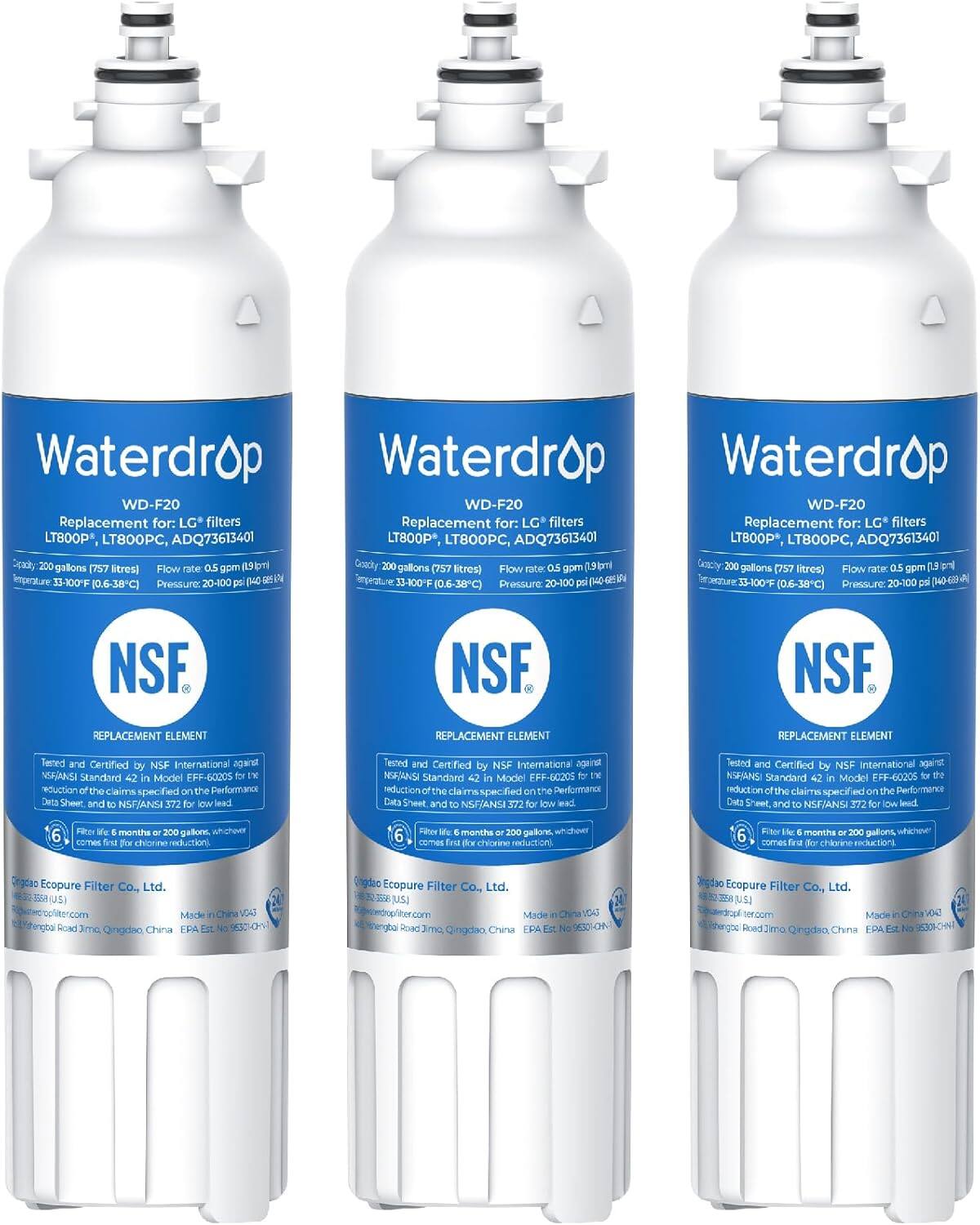 Waterdrop - ADQ73613401 Replacement for LG® LT800P®, ADQ73613402, ADQ73613408, ADQ75795104 - White