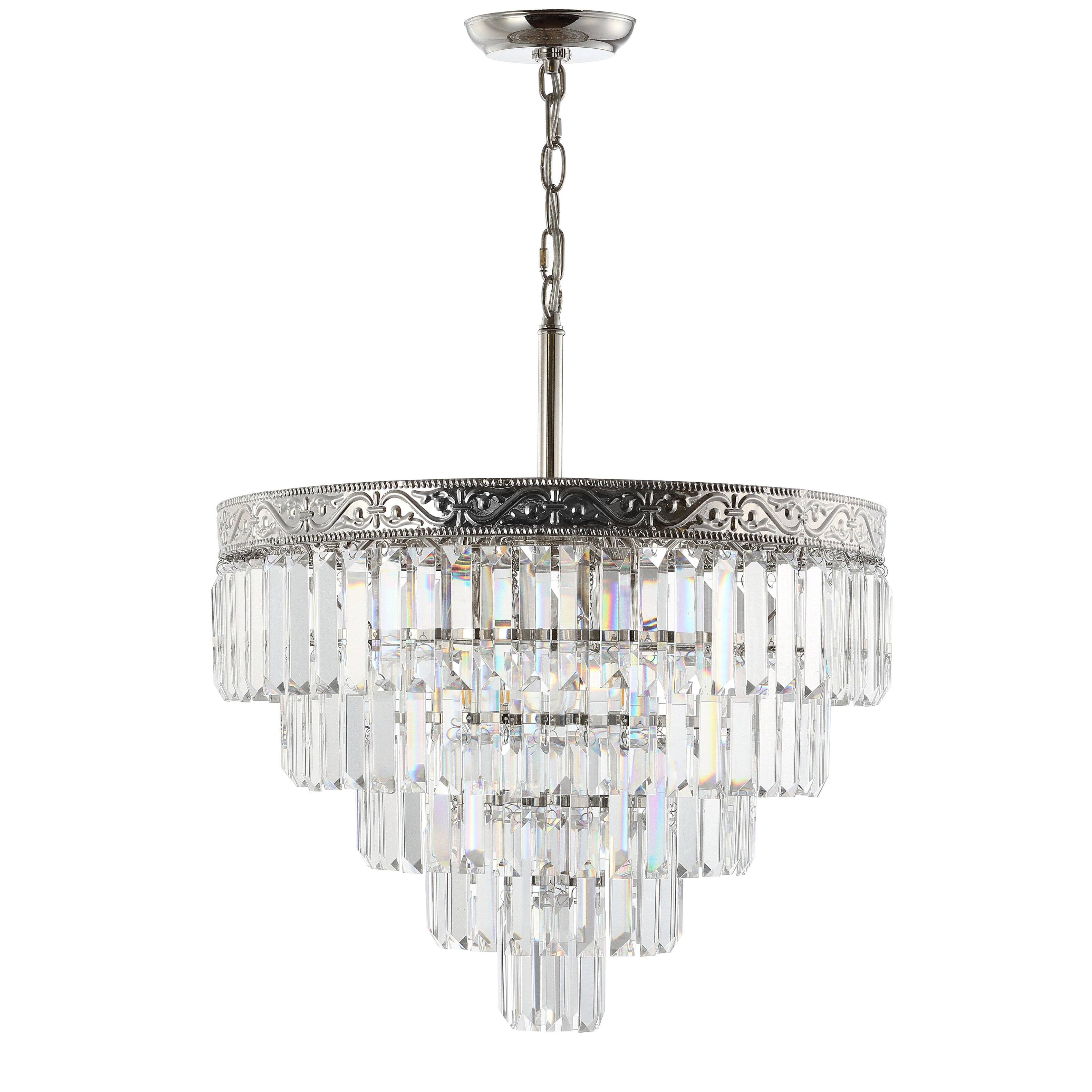 Alt View 8. Jonathan Y - Wyatt 20" 4-Light Crystal LED Chandelier, Polished Nickel/ Clear - Polished Nickel/ Clear.