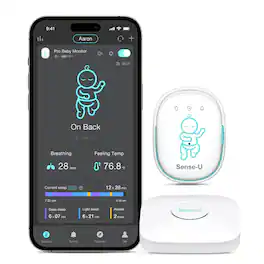 Sense-U - Pro Baby Monitor (Long Range): Tracks Abdominal Movement, Rollover and Sleeping Position - White
