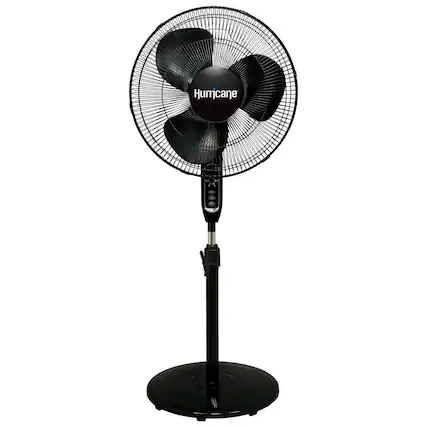 Front. Hurricane - Hurricane Supreme 16" 3 Speed Oscillating Stand Pedestal Fan with Remote, Black - Black.