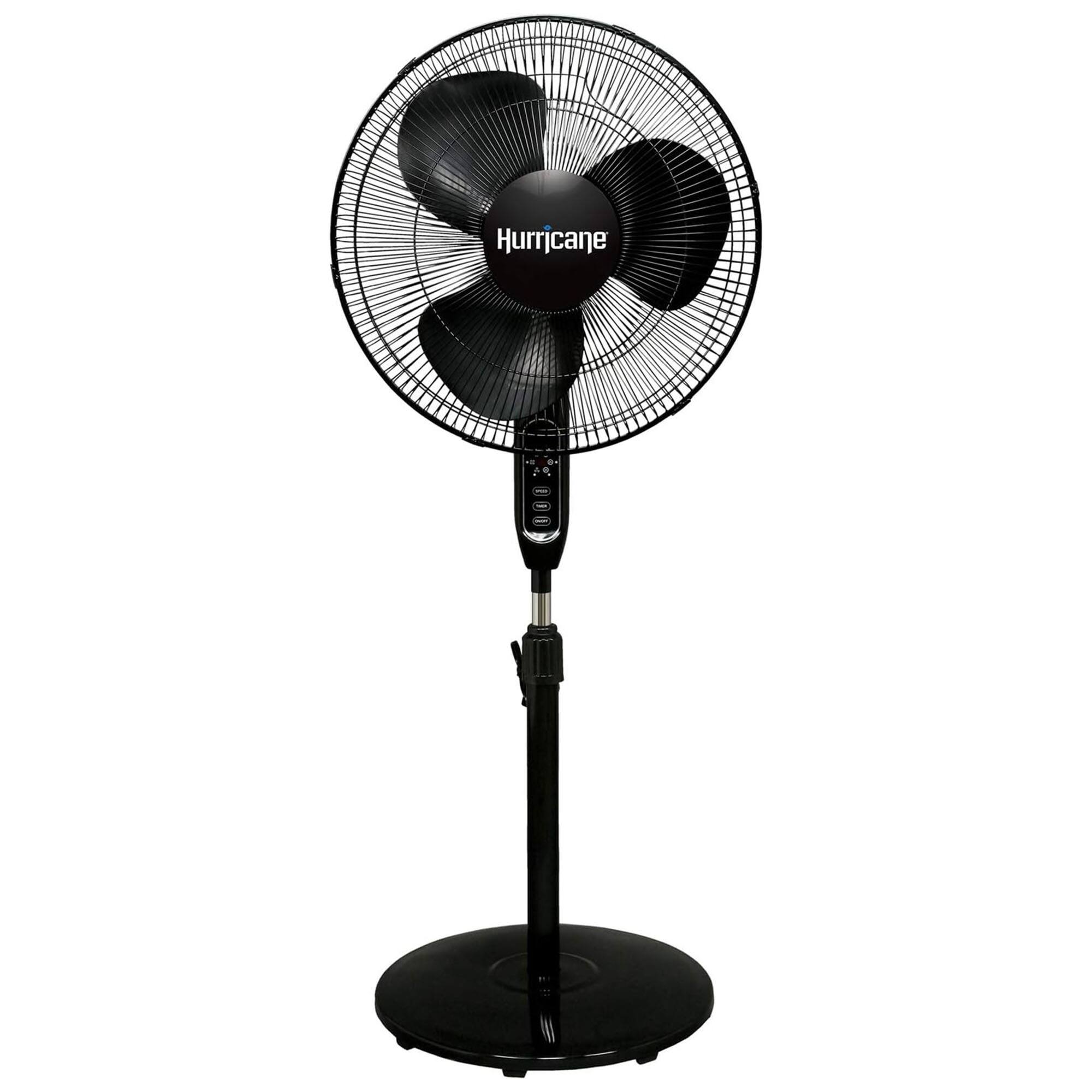 Front. Hurricane - Hurricane Supreme 16" 3 Speed Oscillating Stand Pedestal Fan with Remote, Black - Black.