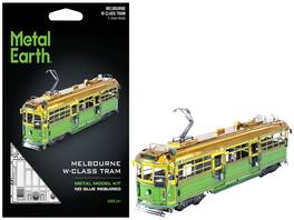 Model Kit Melbourne W-class Tram (Moderate Difficulty) Steel Model by Metal Earth - Green and Gold