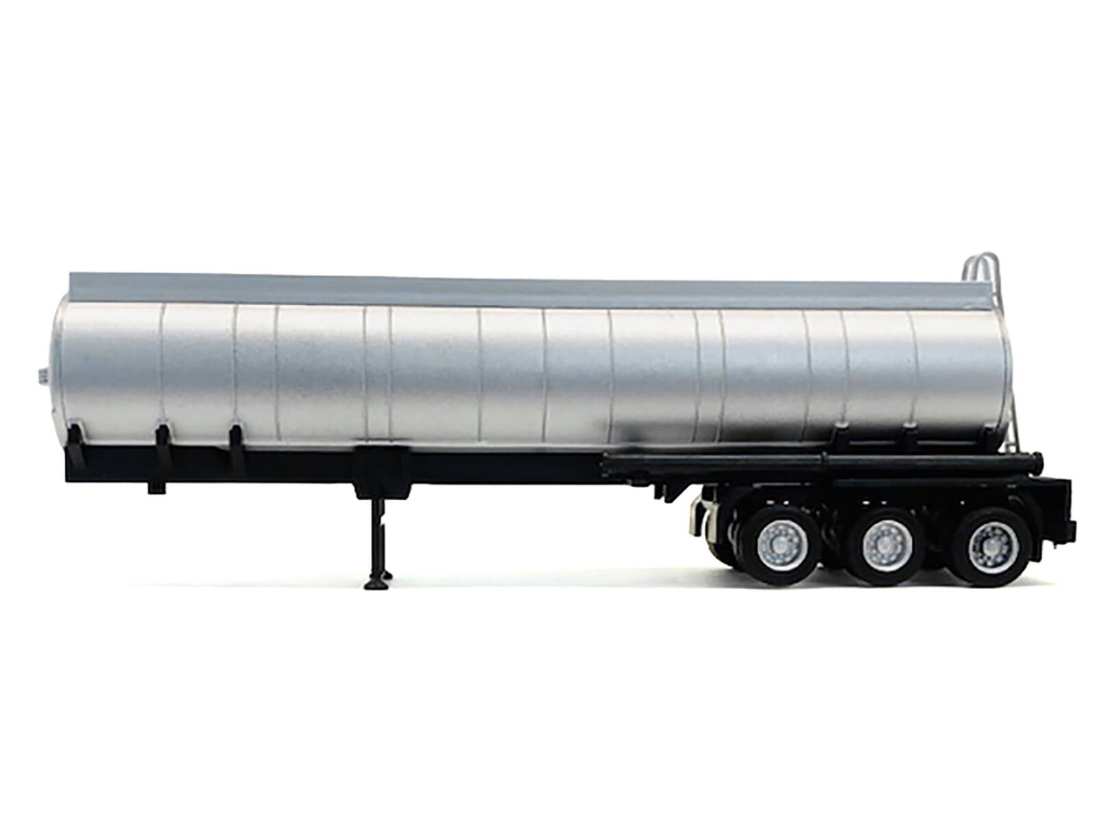Angle. Promotex - 3-Axle Chemical Tanker Trailer Silver 1/87 (HO) Plastic Model by Promotex - Silver.