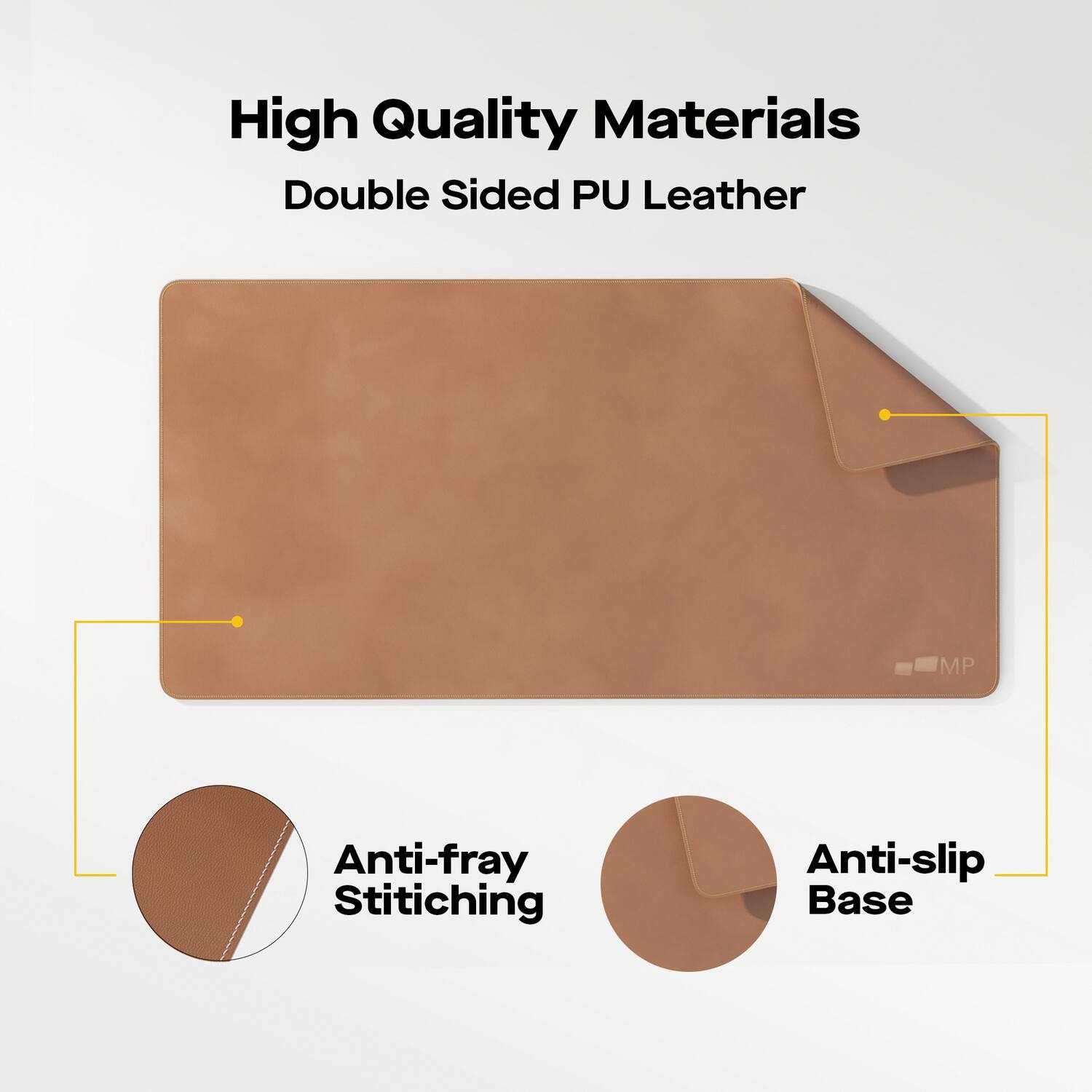 High Quality Materials  
Double Sided PU Leather  
Anti-fray Stitching  
Anti-slip Base