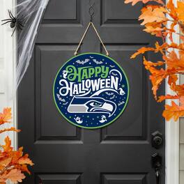 Evergreen Enterprises - Seattle Seahawks 18" Happy Halloween Wooden Round Door Sign - Multicolor