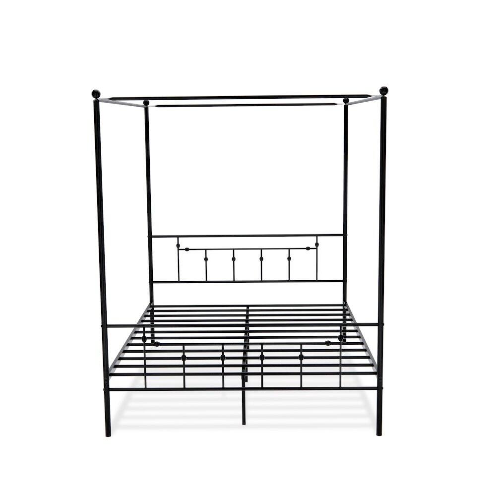 Left. East West Furniture - ATQCBLK Anniston Canopy Bed with Deluxe Style Headboard and Footboard - Luxurious Metal Frame in Powder Coating Black - Black.