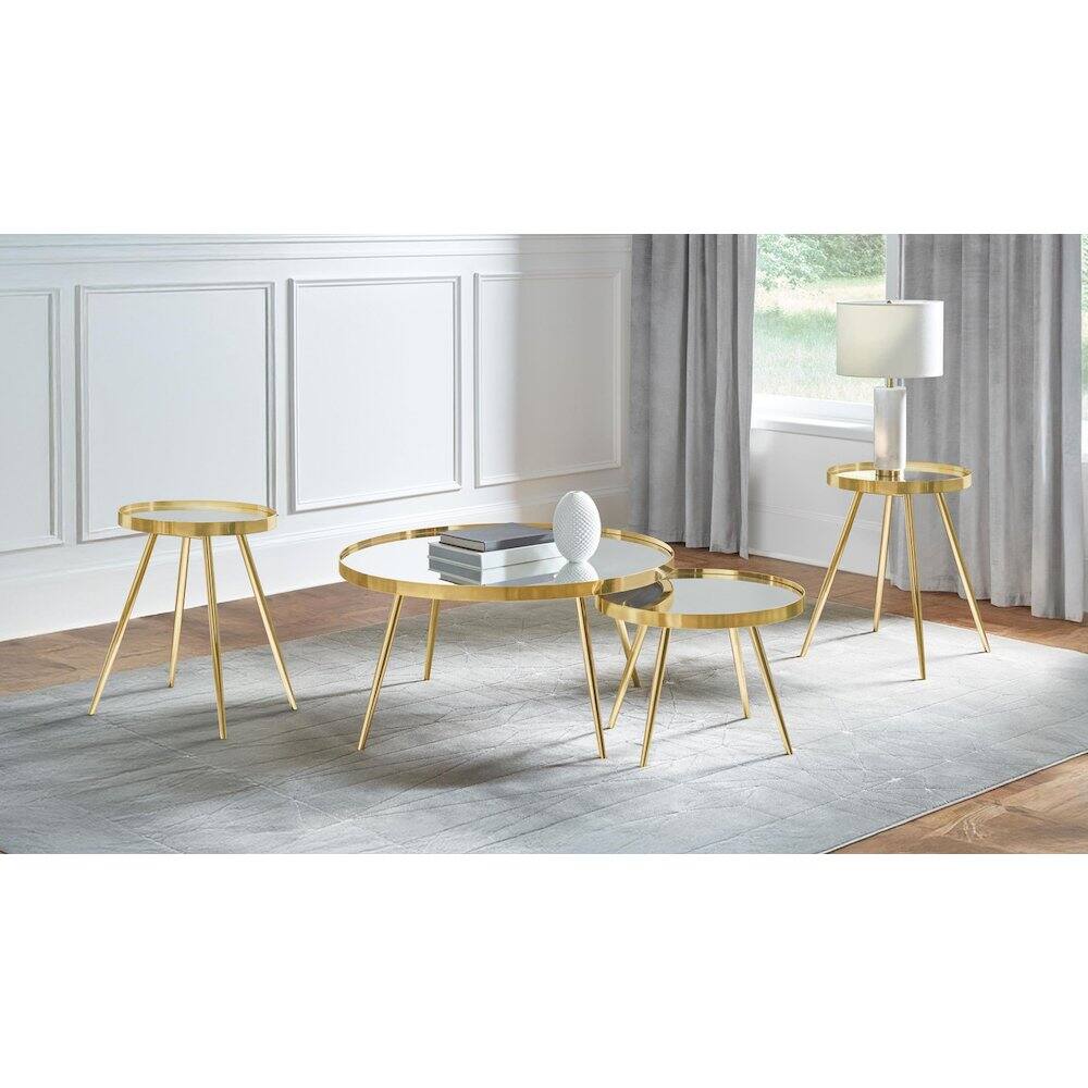 Alt View 1. Coaster Co. of America - Kaelyn 4-piece Round Coffee and End Table Set Gold - Gold.