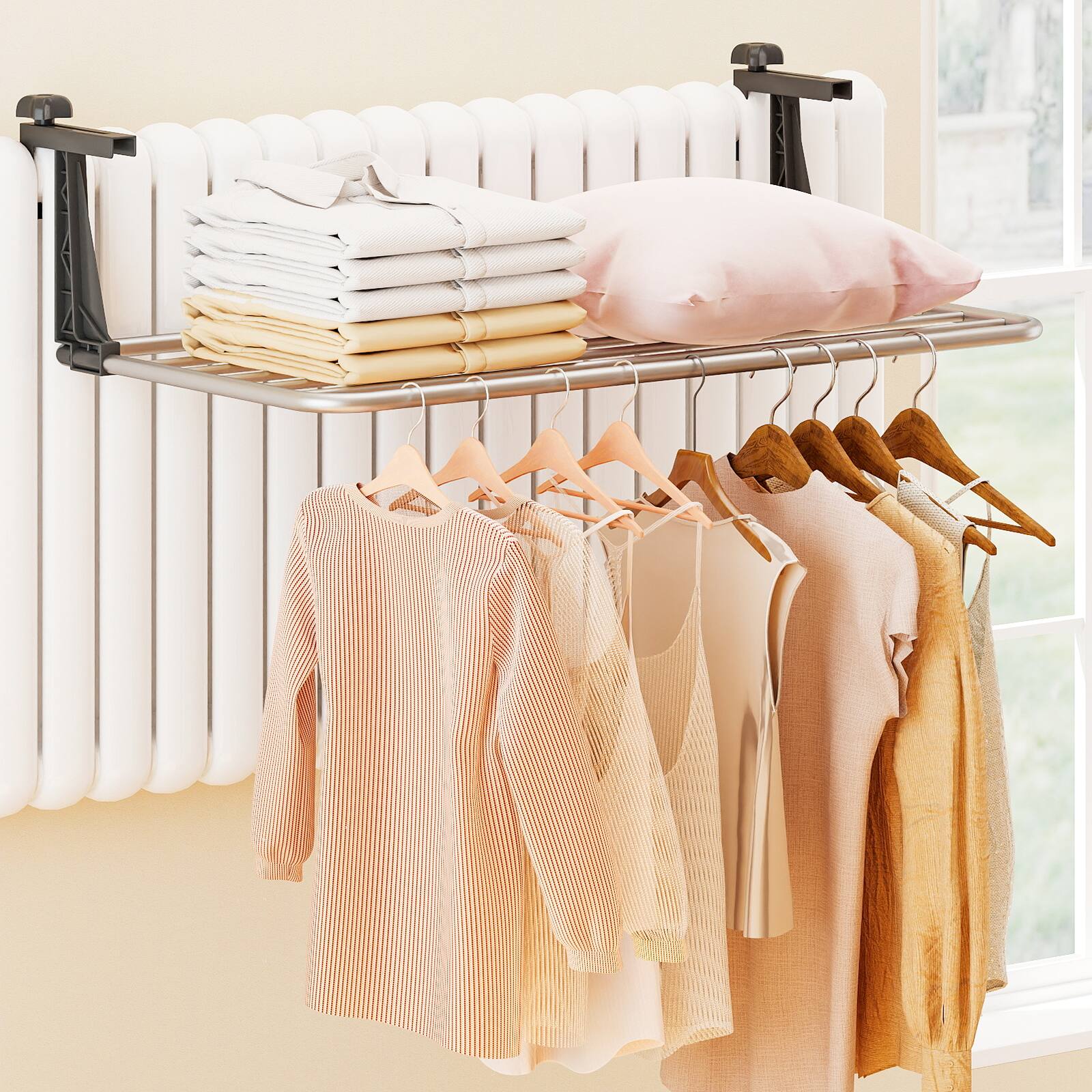 Alt View 4. Gymax - Gymax Portable Clothes Drying Rack w/Adjustable & Foldable Brackets Radiator Airer - Silver.