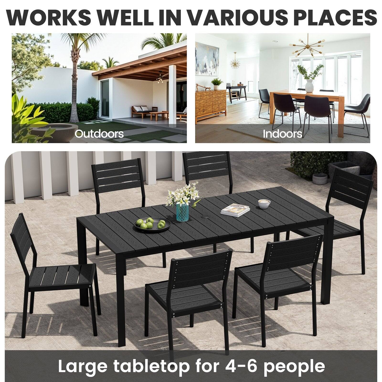 WORKS WELL IN VARIOUS PLACES

Outdoors

Indoors

Large tabletop for 4-6 people