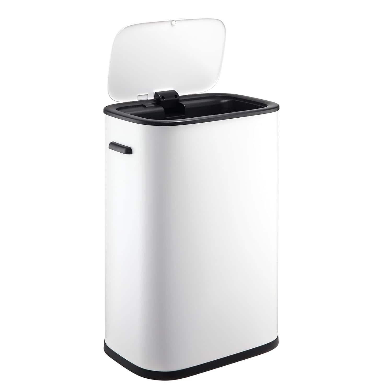 Jojoka - Sensorcan 13 Gallon Automatic Trash Can, Space-Saving Large Capacity Touchless Bin for Home & Office - White