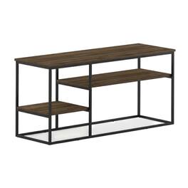 FurniFact - Modern TV stand, up to 50-inch TVs in Columbia Walnut finish, composite wood - Brown Black