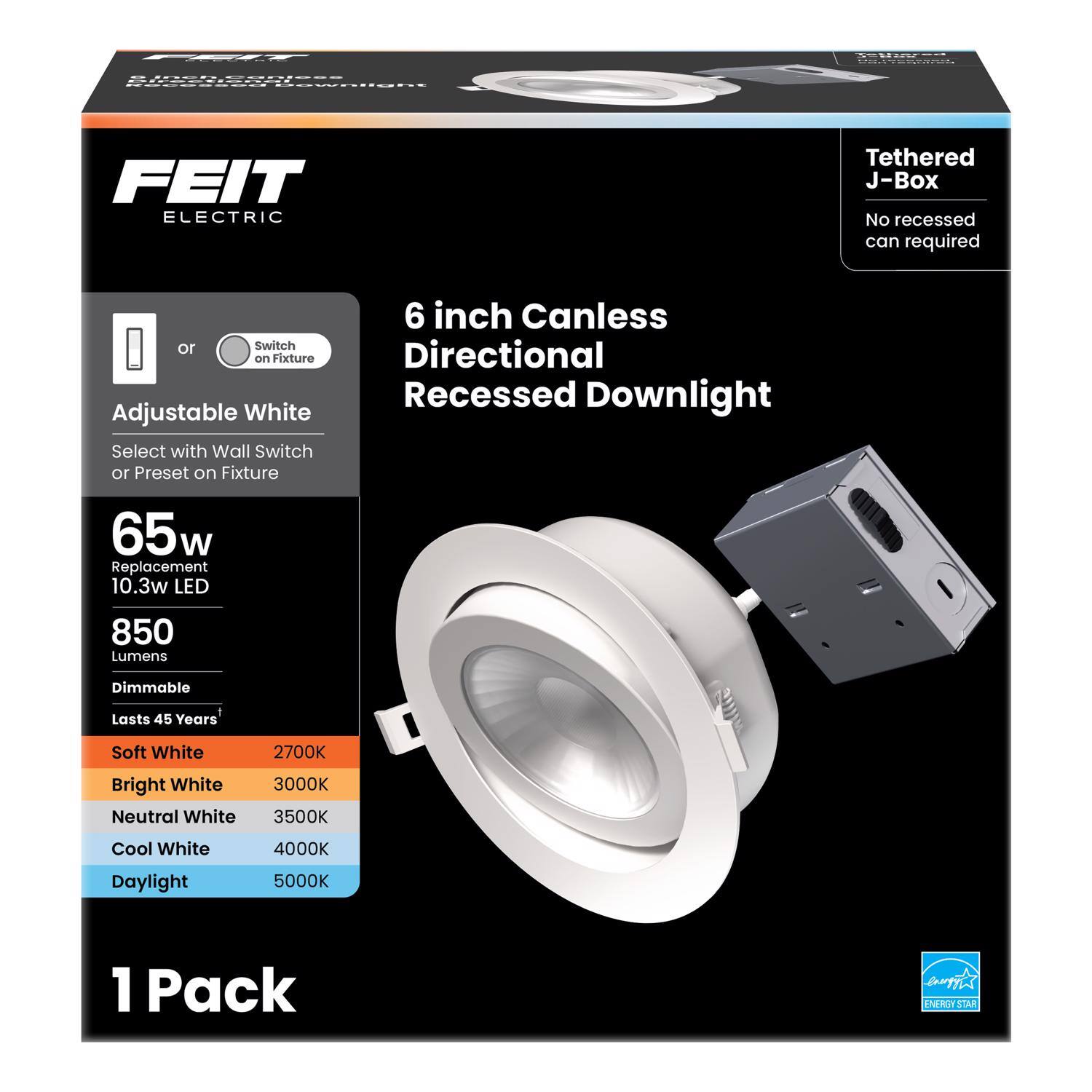 FEIT ELECTRIC - Feit White 7 in. W Aluminum LED Canless Recessed Downlight 10.3 W price history on PriceWatchPro