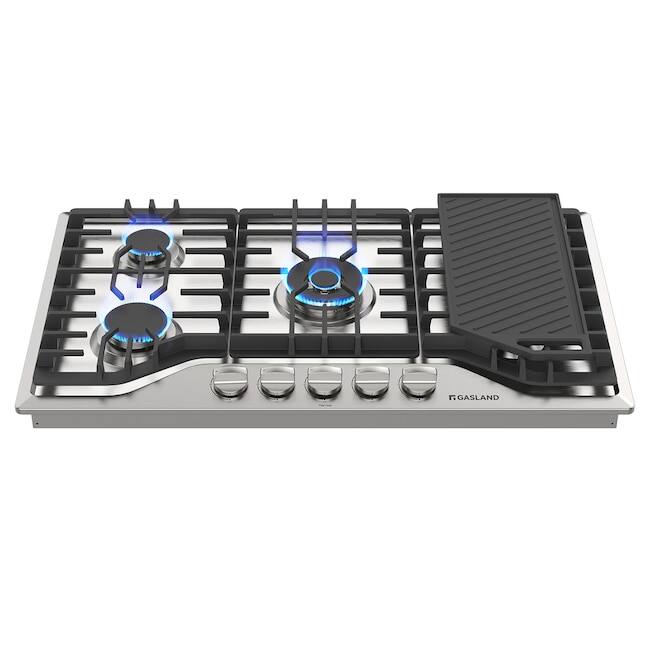 Front. GASLAND - 36 inches Gas Cooktop in Stainless Steel with 5-Burners and Griddle - Stainless steel.