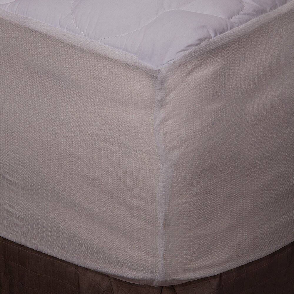 Angle. Hivvago - King size Plush Bamboo Baffle Box Stitch Mattress Pad / Topper - White.