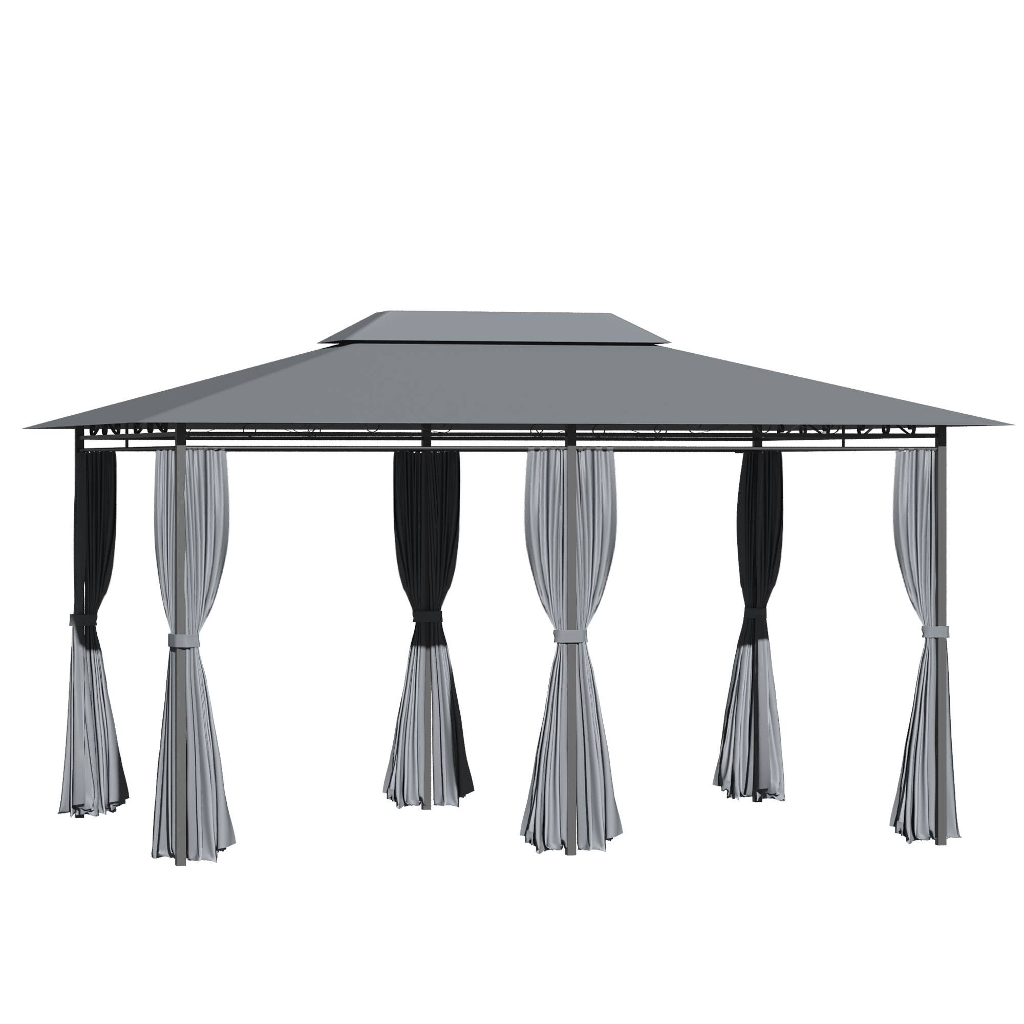 Front. Ecooso - 10' x 13' Patio Gazebo, Outdoor Gazebo Canopy Shelter with Curtains, Vented Roof, Steel Frame for Garden, Lawn, Deck - Black.