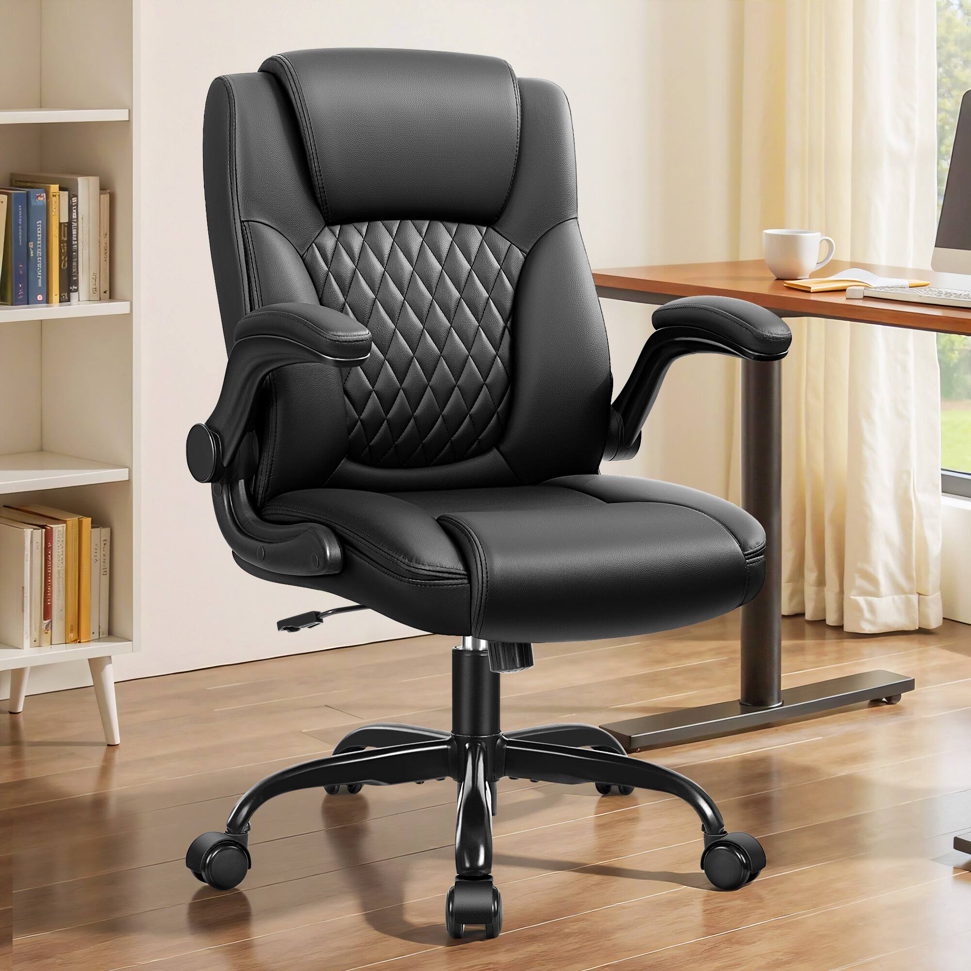 Front. KERDOM - Swivel Tilt Gamer Ergonomic Computer Chair with Lumbar Support, Height Adjustable, Adjustable Arms Space Saving - Black.