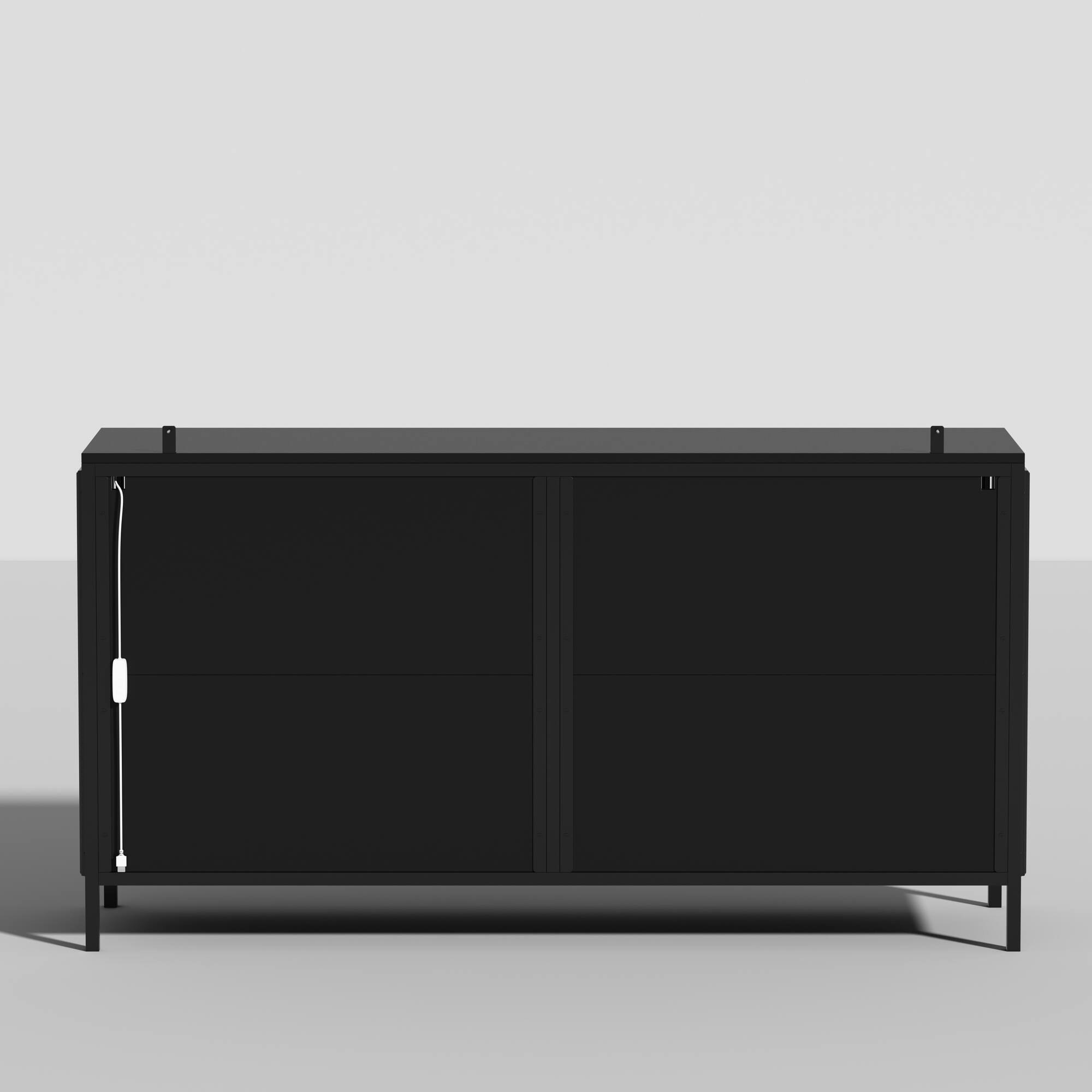 Back. Famapy - Famapy Modern Glass - Door Display Cabinet with Adjustable Lighting - Black.