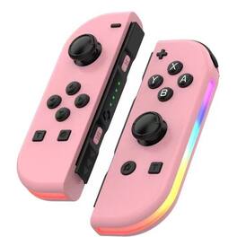 YONWAY - Wireless RGB Gamepad Controller, Gamepads Joystick with Dual Vibration and Wake-up for Nintendo Switch/Lite/Oled - Pink