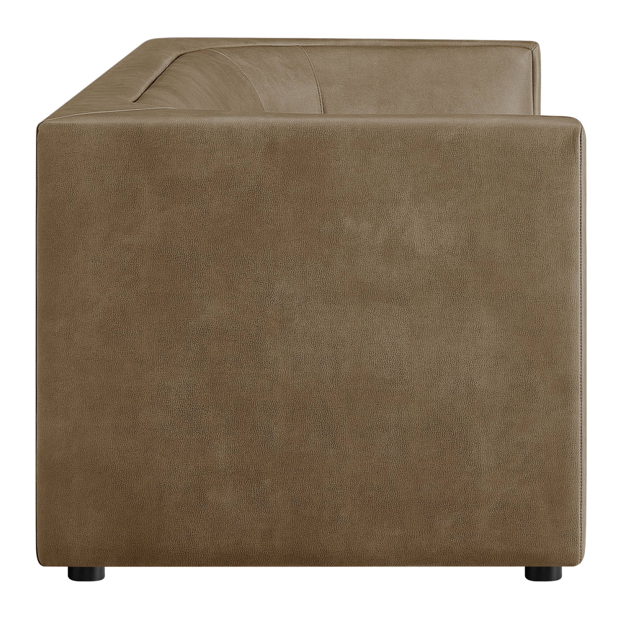 Back. Modway - Hilda 86" Curved Back Vegan Leather Sofa by Modway - Mushroom.