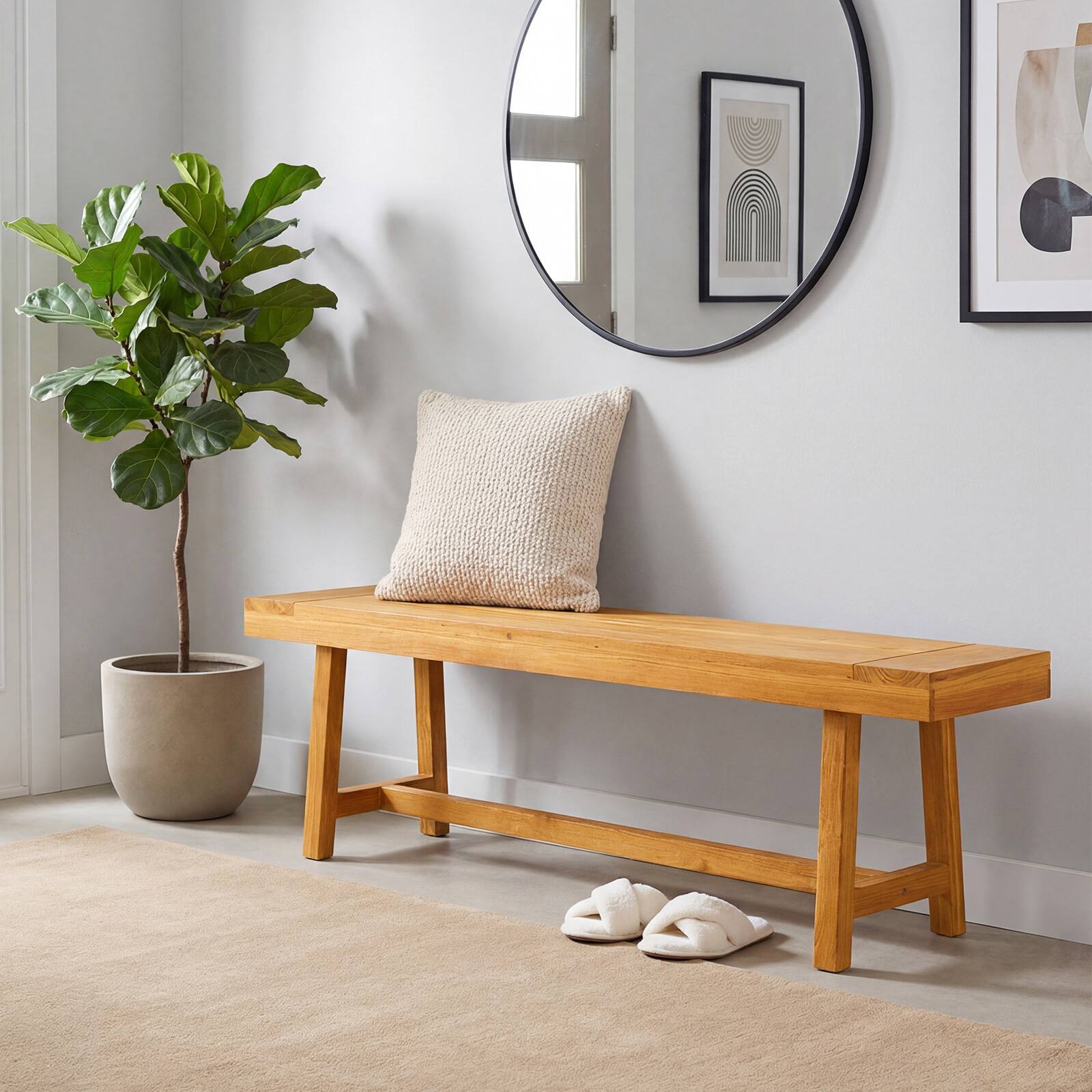 Alt View 1. Gymax - Gymax 63 Inch Solid Wood Bench Rustic Farmhouse Narrow Bench for up to 3 People - Yellow.