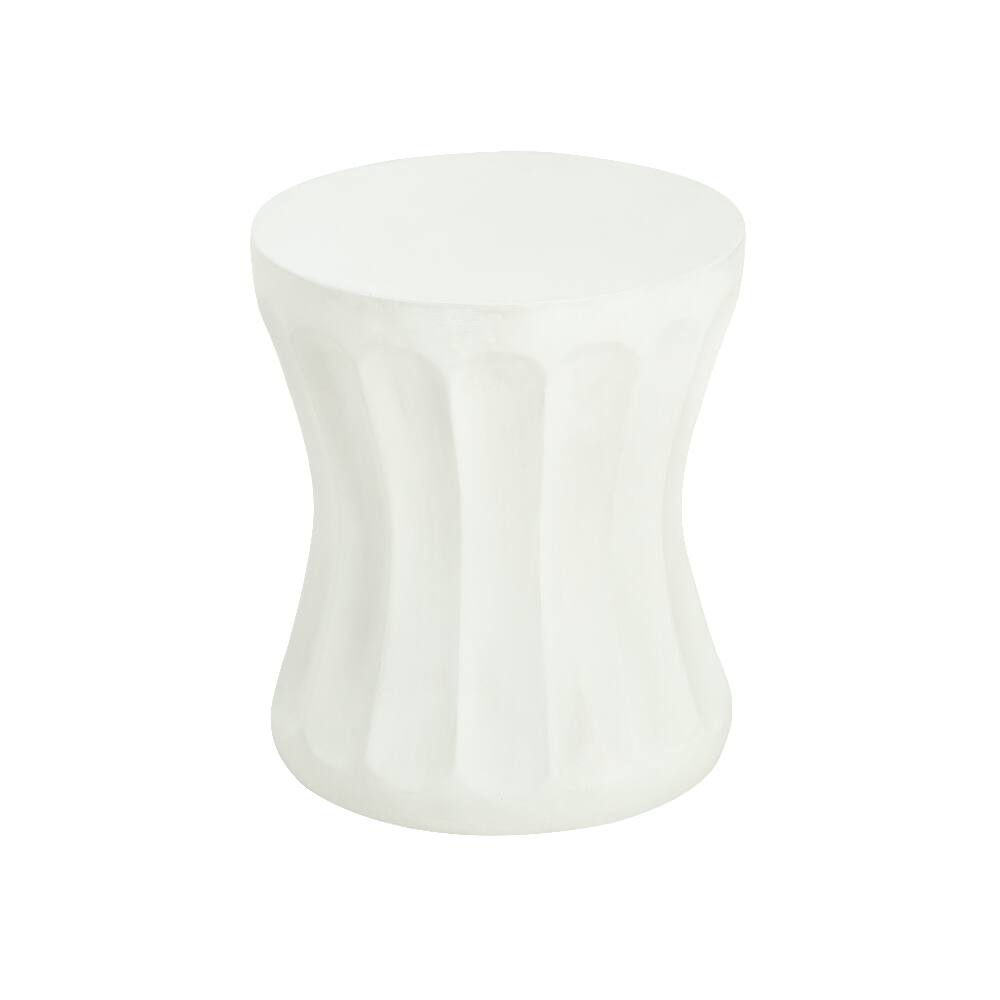 Alt View 1. Loheer - Loheer Outdoor Side Table Round Concrete End Table Antique White Lightweight MGO Patio Accent Furniture - Antique White.