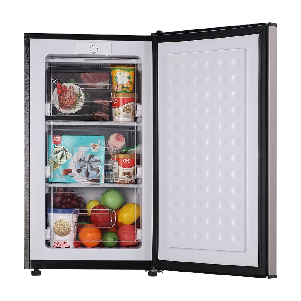 Alt View 2. Loheer - 2.8 Cu. Ft. Compact Upright Freezer with -9.4°F Deep Freeze and Mechanical Control - SILVER.
