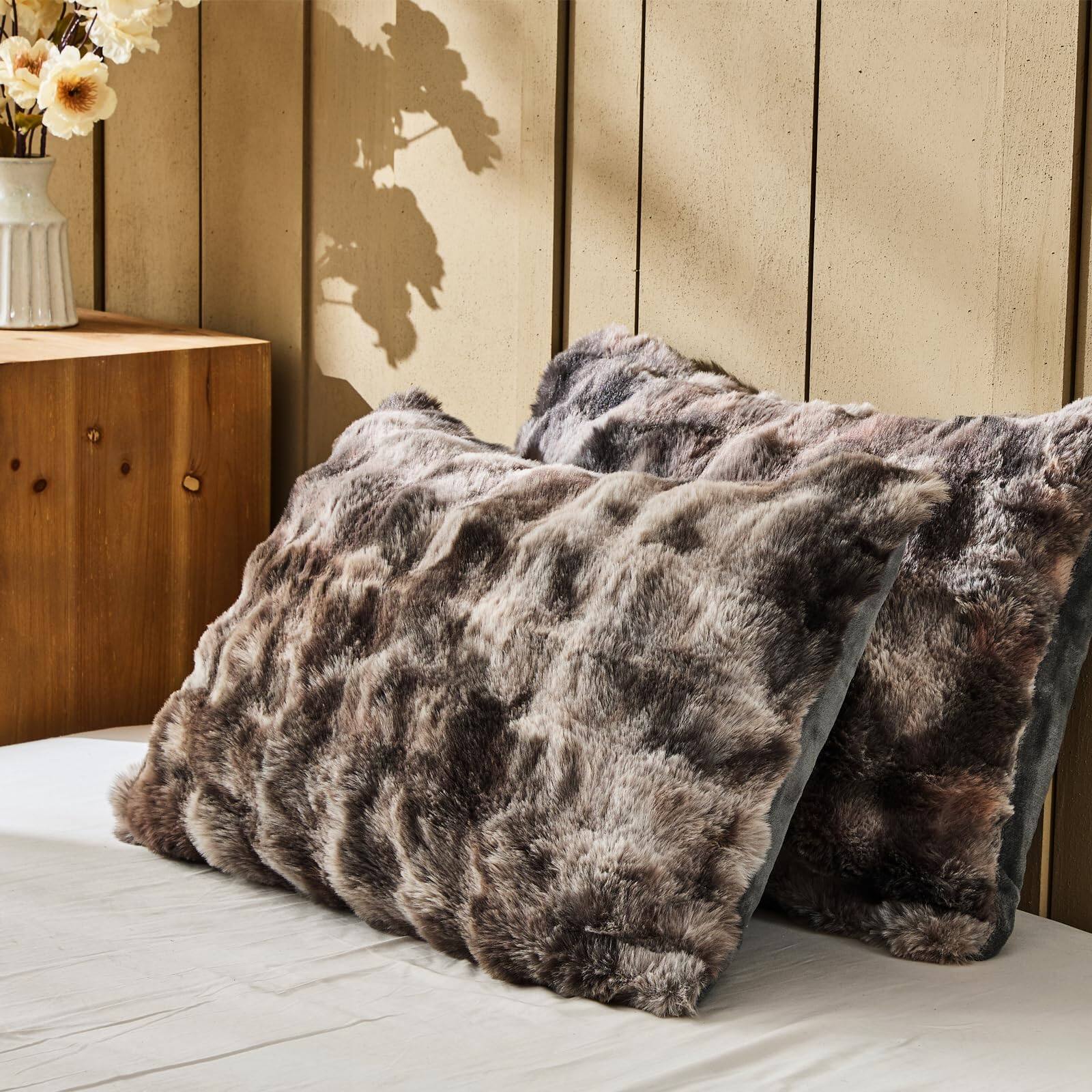 Alt View 8. Dapper Styles - Faux King Comforter Set - Tie-dye Dark Fluffy Size Big Bubble Rabbit Bedding Sets Cozy Fuzzy Bed 1 And 2 Pi... - Tie-dye Dark Gray-Queen.