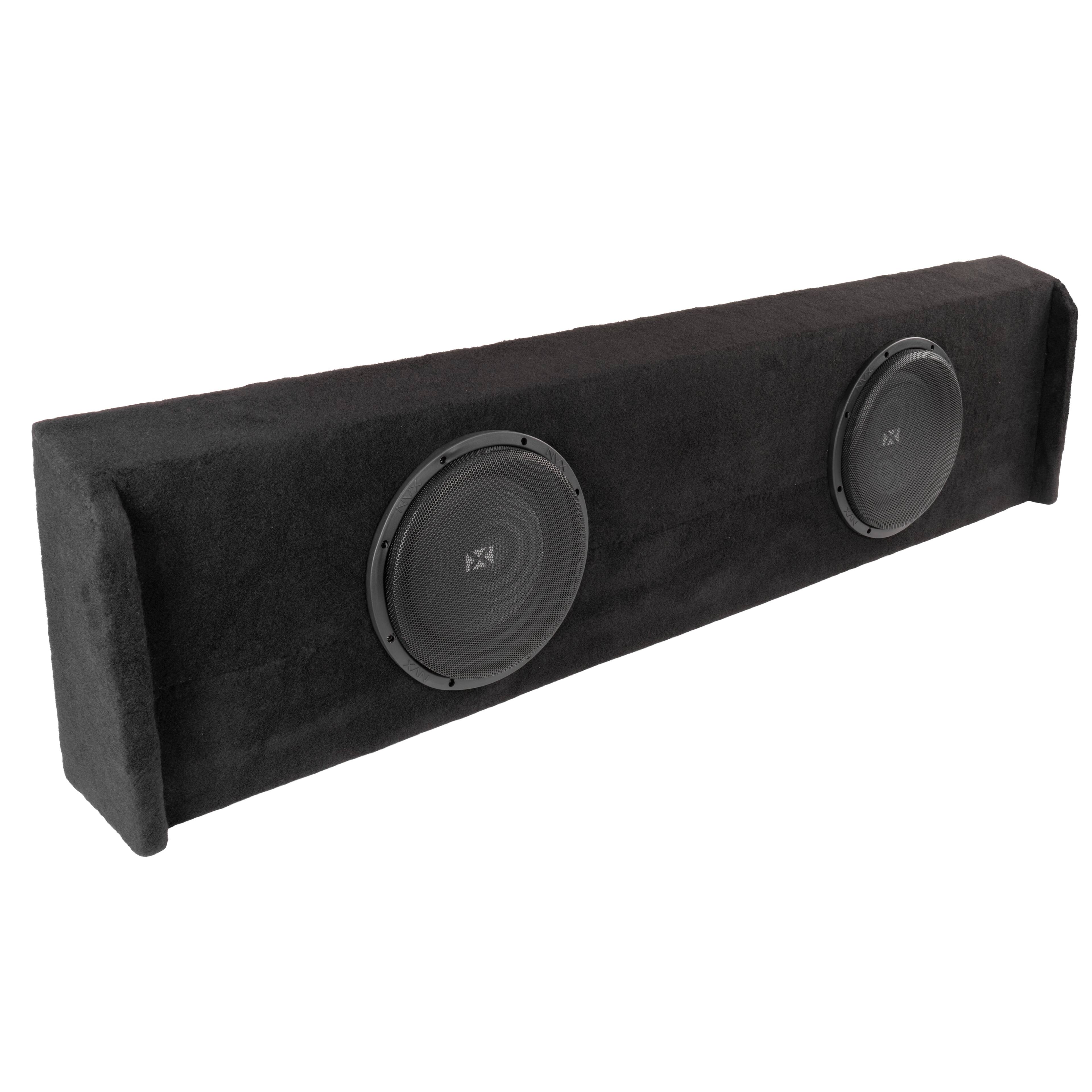 Left. NVX - Custom Fit 700W RMS Dual 10in Sealed Loaded Down Firing Subwoofer Enclosure for 2009-2018 Ford F-150 Super Crew Cab.
