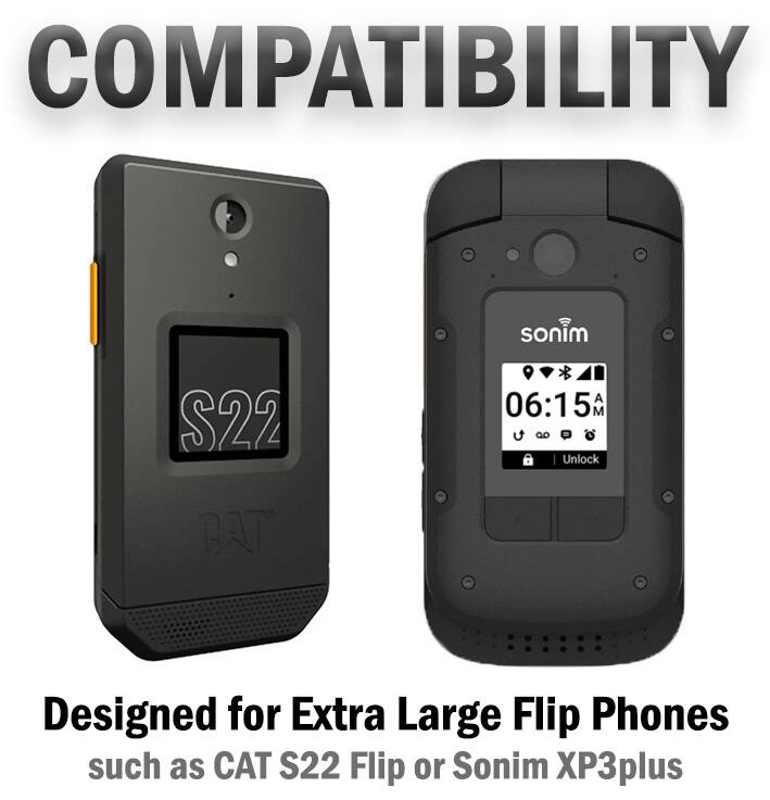 COMPATIBILITY

sonim S22 GAT

06:15 M G

Unlock

Designed for Extra Large Flip Phones such as CAT S22 Flip or Sonim XP3plus