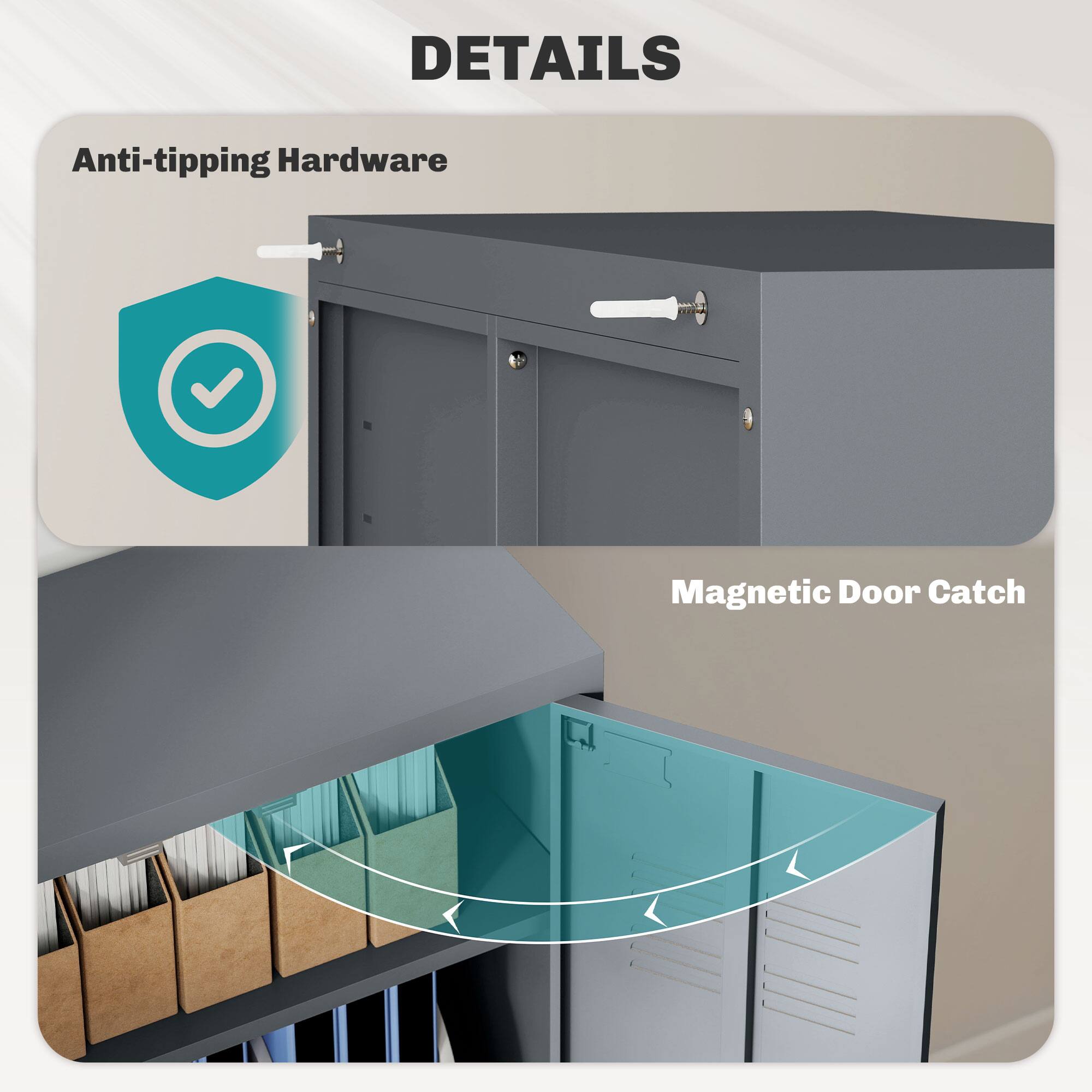 DETAILS
Anti-tipping Hardware
Magnetic Door Catch