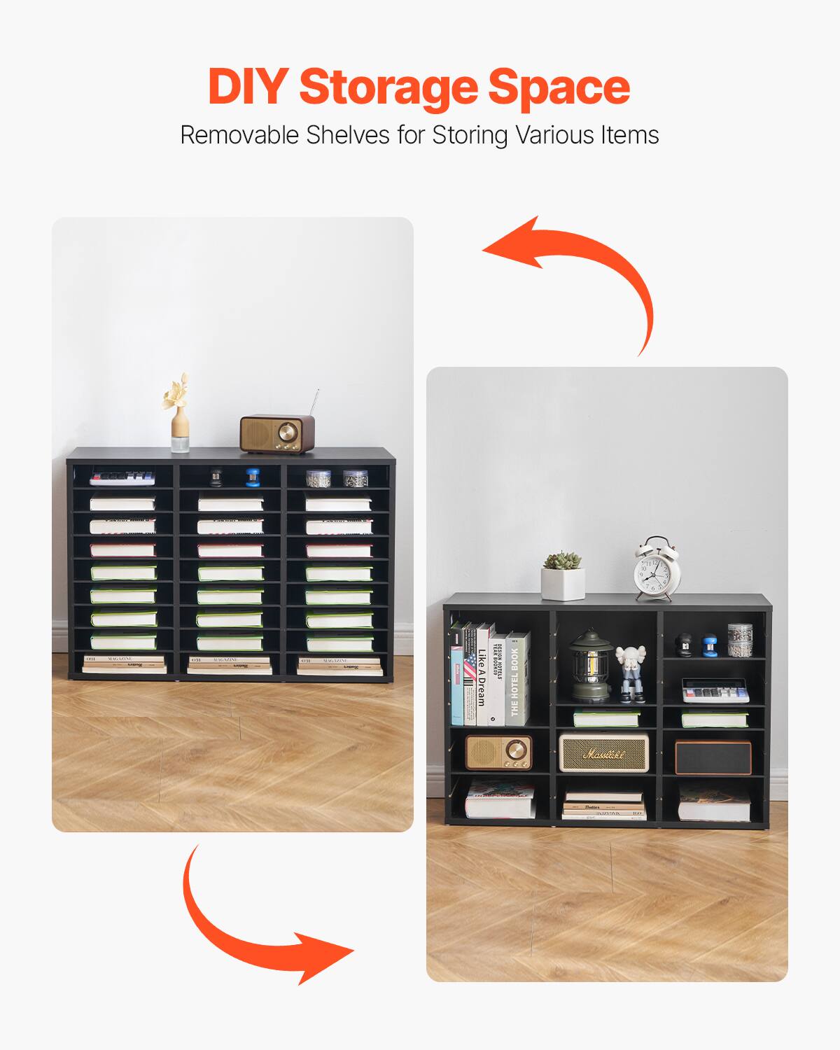 DIY Storage Space  
Removable Shelves for Storing Various Items
