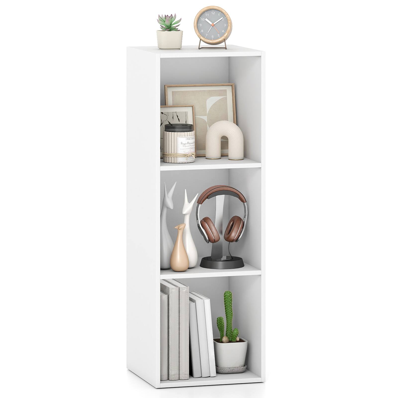 Front. Costway - Costway 1 PCS 3-Cube Book Shelf, Tool-Free Assembly, Storage Organizer for Living Room Bedroom 3-Cube - 3-Cube White.