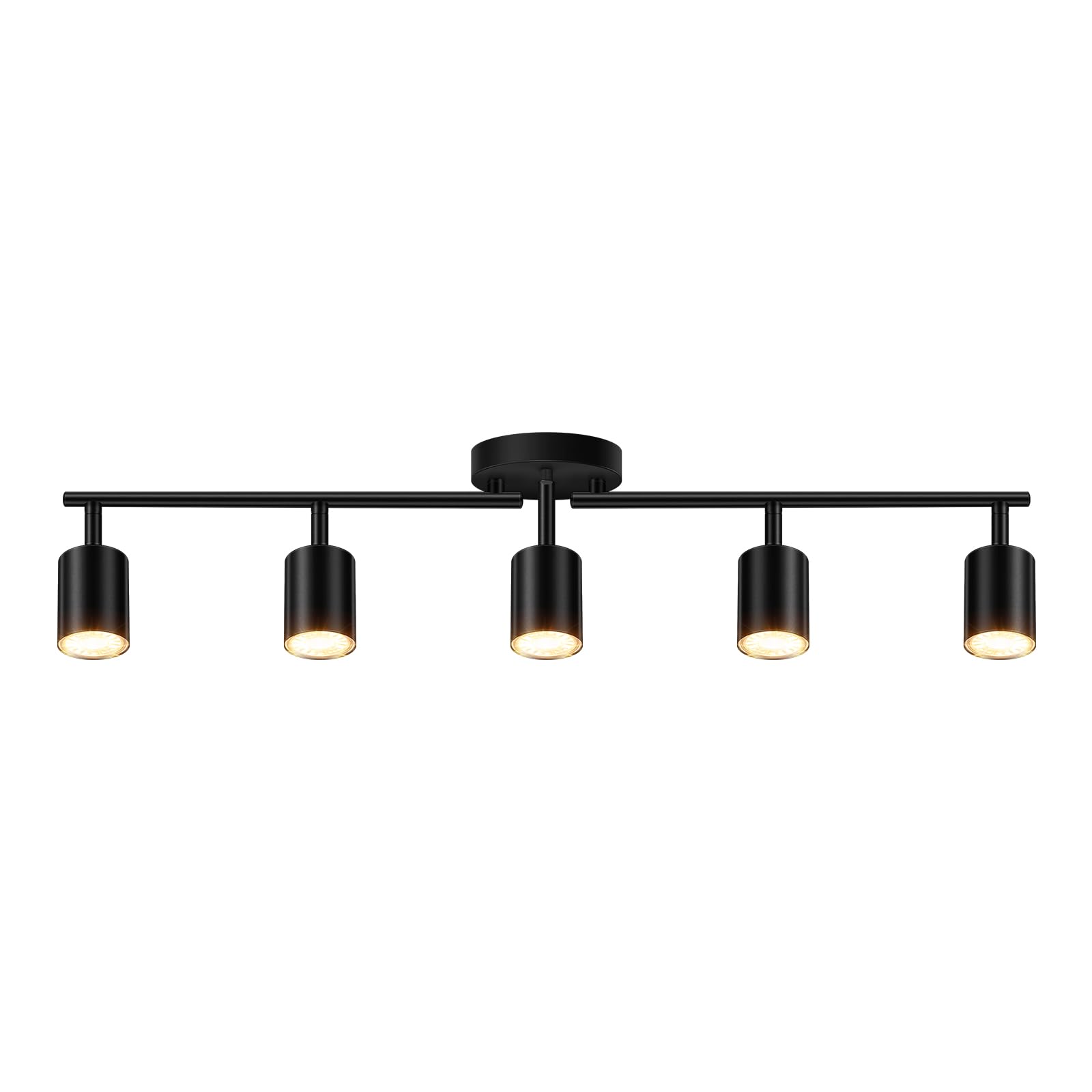Front. Dazzed Corner - 5-Light Track Lighting Kit, Ceiling Spotlight with Rotatable Heads - Black.