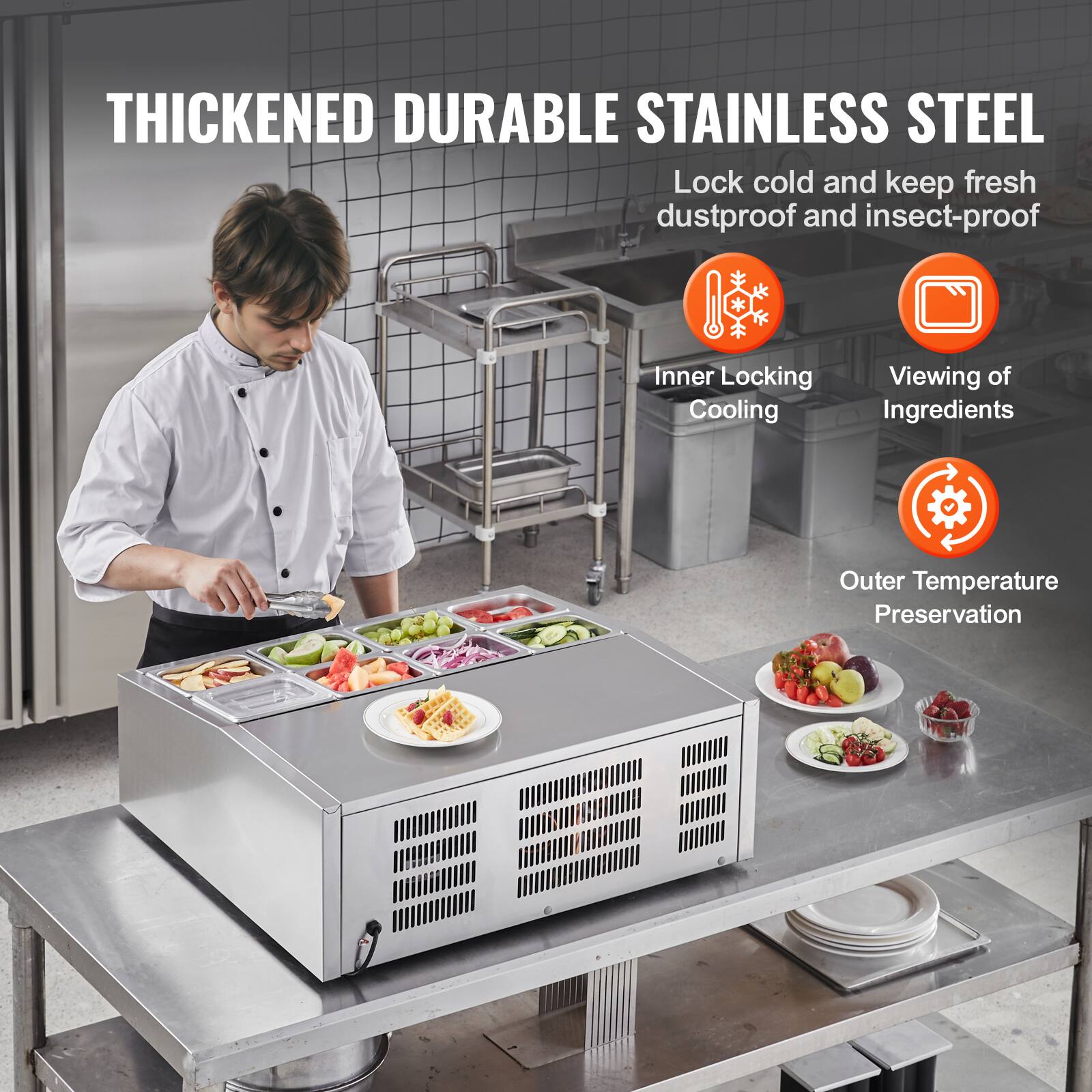 THICKENED DURABLE STAINLESS STEEL

Lock cold and keep fresh dustproof and insect-proof

- Inner Locking Cooling
- Viewing of Ingredients
- Outer Temperature Preservation