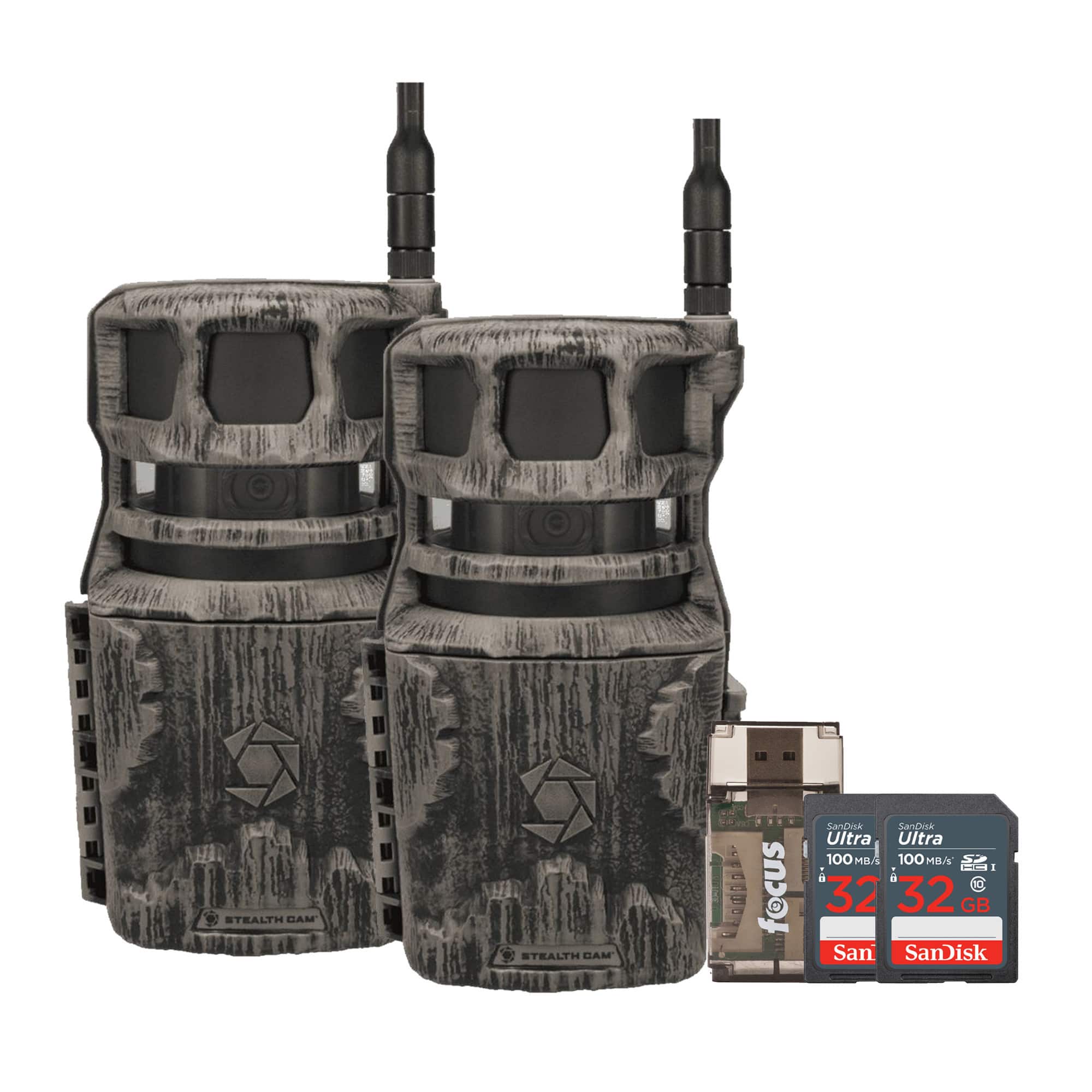Stealth Cam - Revolver 40MP Pro 360 Degree Cellular Trail Camera with 32GB Memory Cards and Card Reader 2 Pack