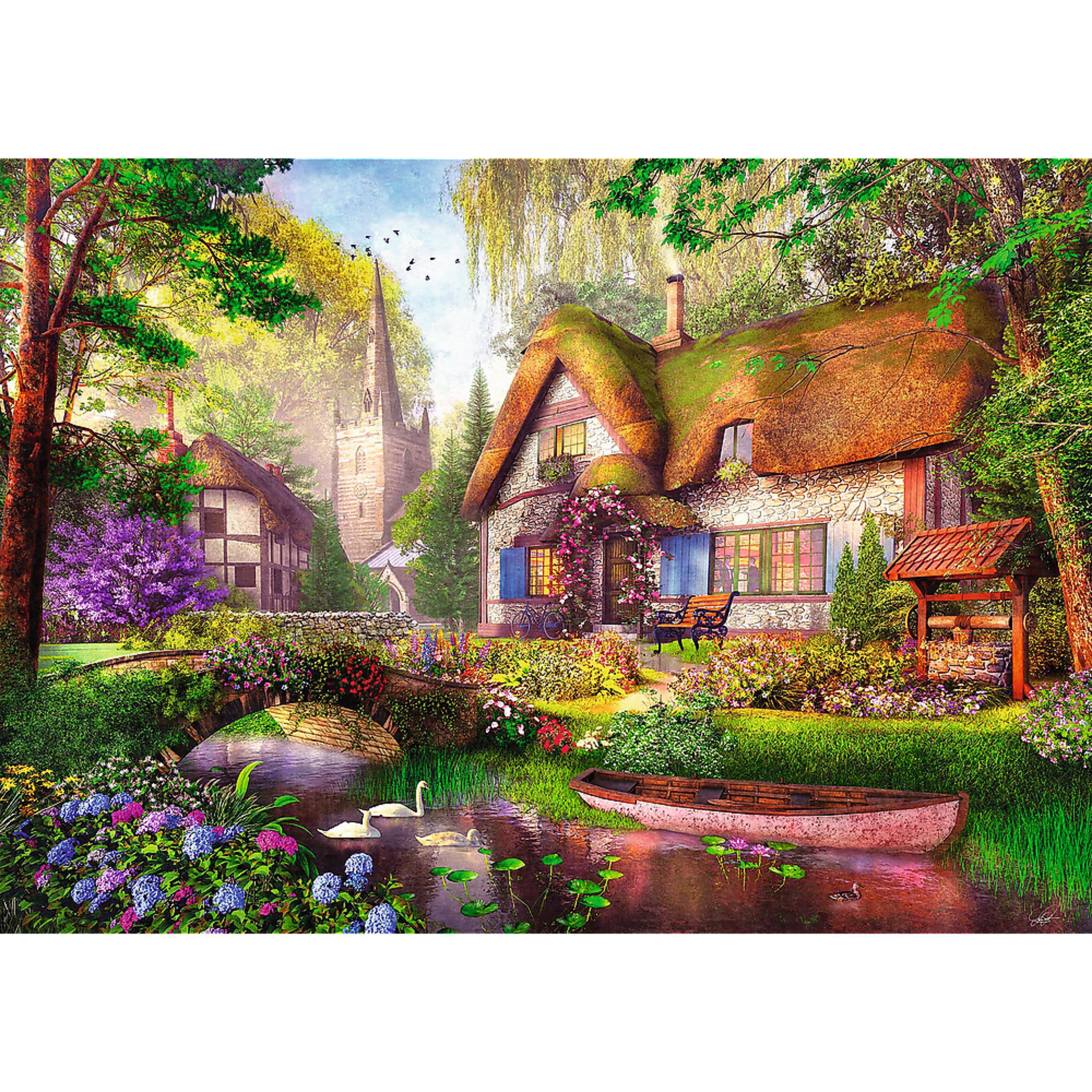 Alt View 1. Trefl - Trefl Premium Plus 1000 Piece Puzzle - The Woodland Cottage.