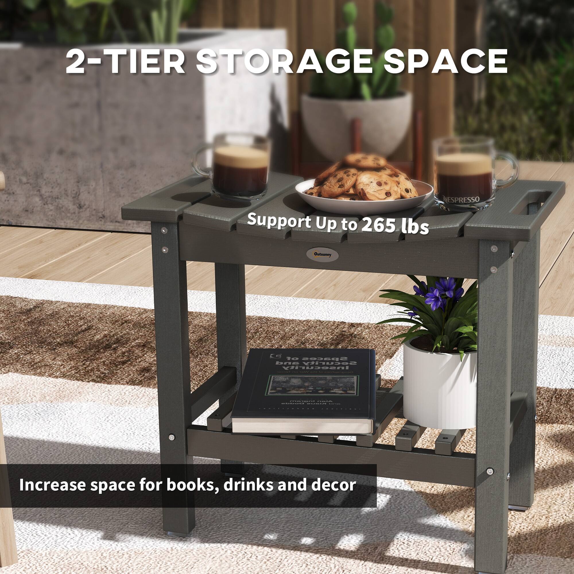 2-TIER STORAGE SPACE, Support Up to 265 lbs, Increase space for books, drinks and decor